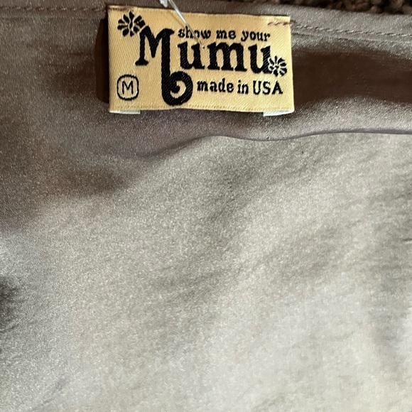 Show Me Your Mumu Blouse Silk Brown Bell Sleeve Sheer Women’s Size medium - Picture 3 of 4